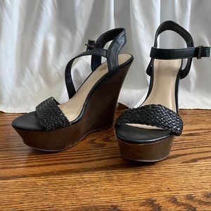 Black and brown strap wedges